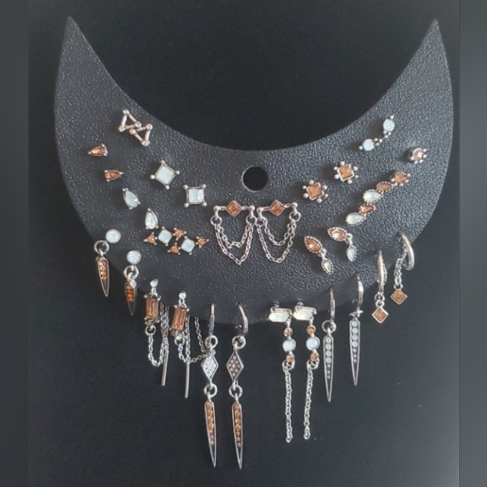 Free People Moonglow 17 Pairs Stud Set/Silver Blush